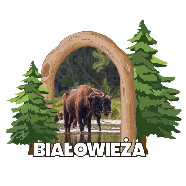 Drewniany magnes Ramka z choinkami