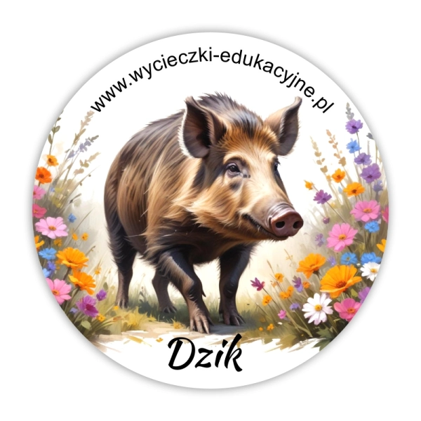 Drewniany magnes Koło z Dzikiem