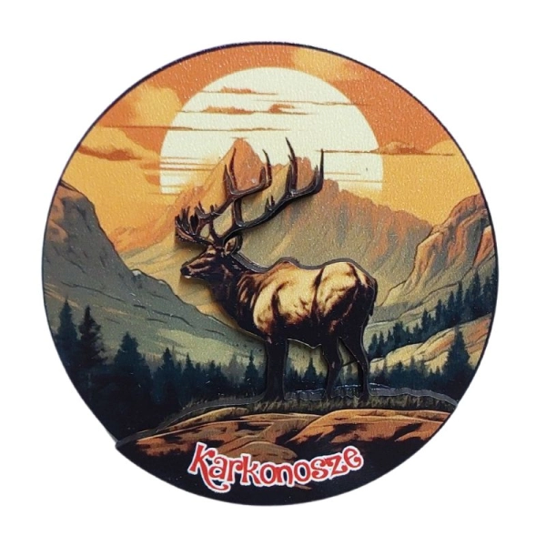 Drewniany magnes Jeleń koło 2D