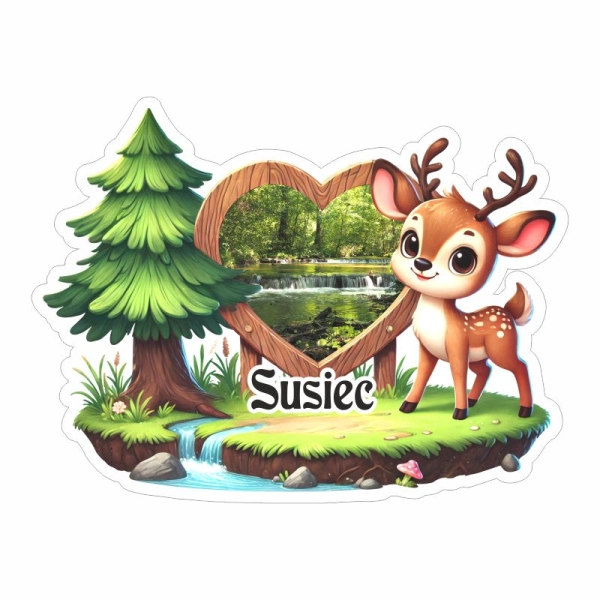 Drewniany magnes Jelonek z ramką