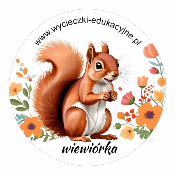 Drewniany magnes Koło z Wiewiórką