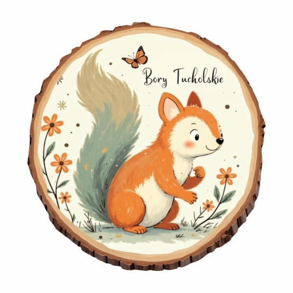 Drewniany magnes kora Wiewiórka