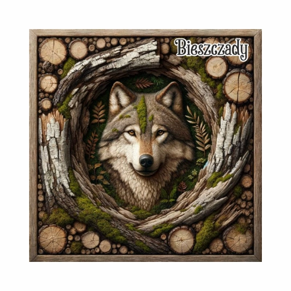 Drewniany magnes Wilk Leśny N2