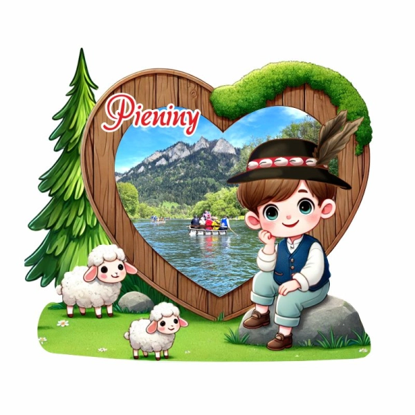 Drewniany magnes Góral z ramką N1