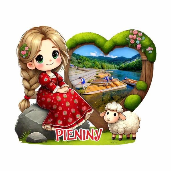 Drewniany magnes Góralka na skale N1