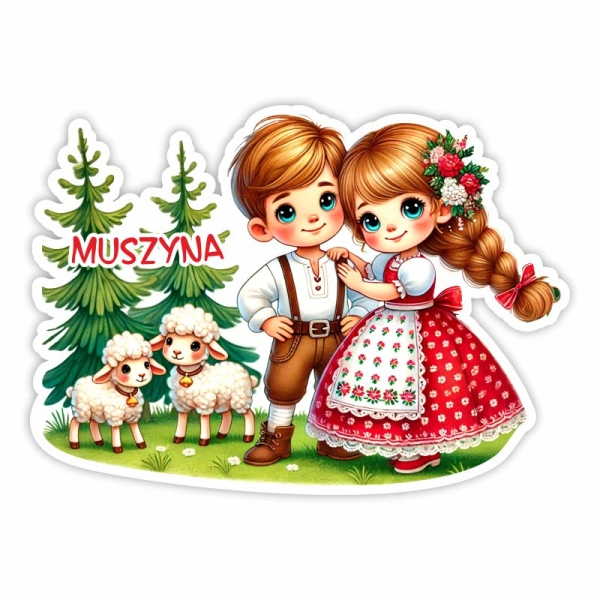 Drewniany magnes Para Górali N2