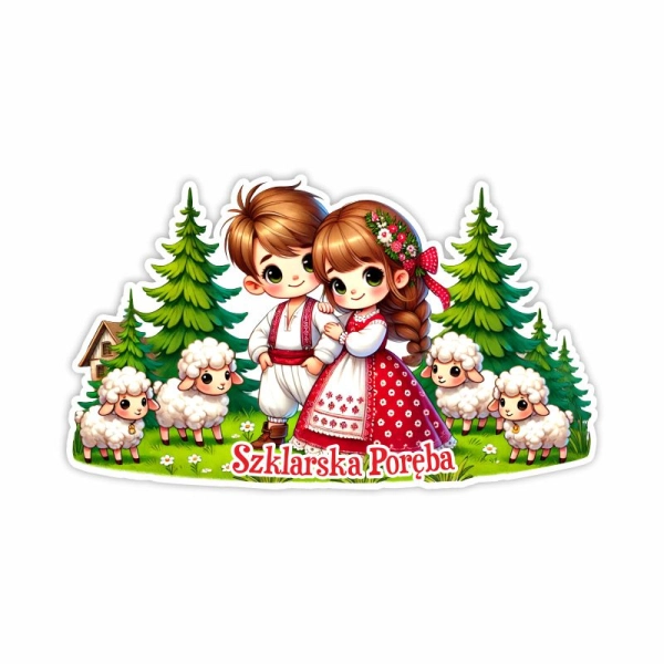 Drewniany magnes Para Górali N3