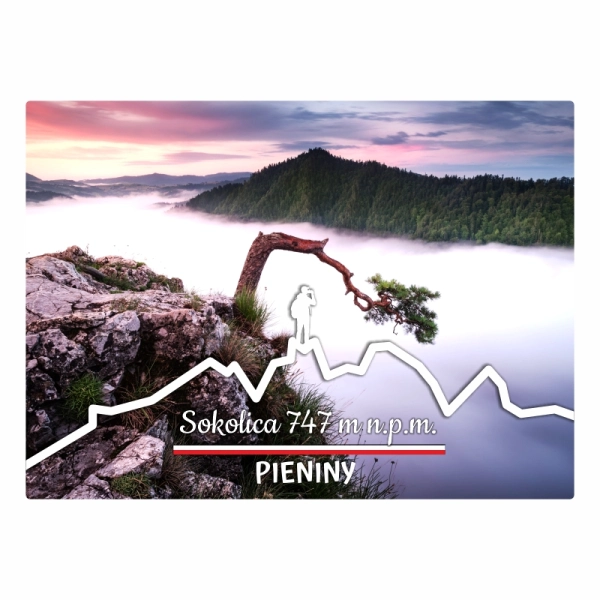 Drewniany magnes z zarysem gór