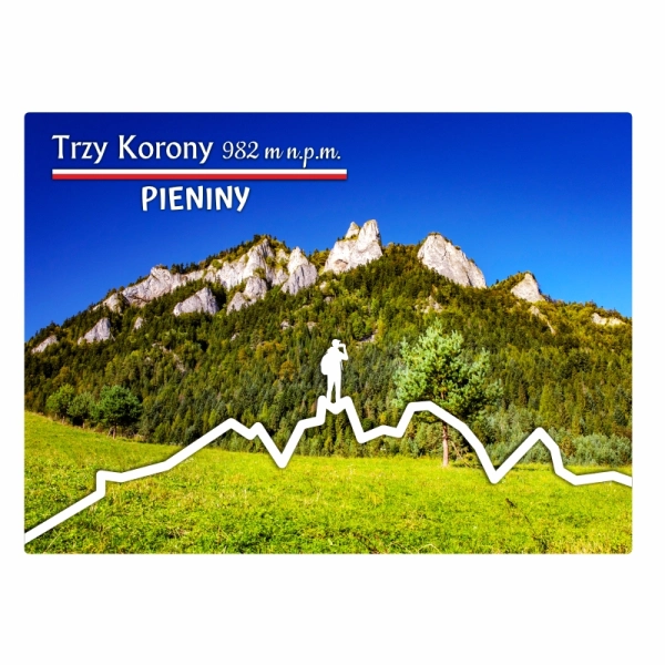 Drewniany magnes z zarysem gór