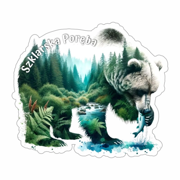 Drewniany magnes Niedźwiedź Kolor N3