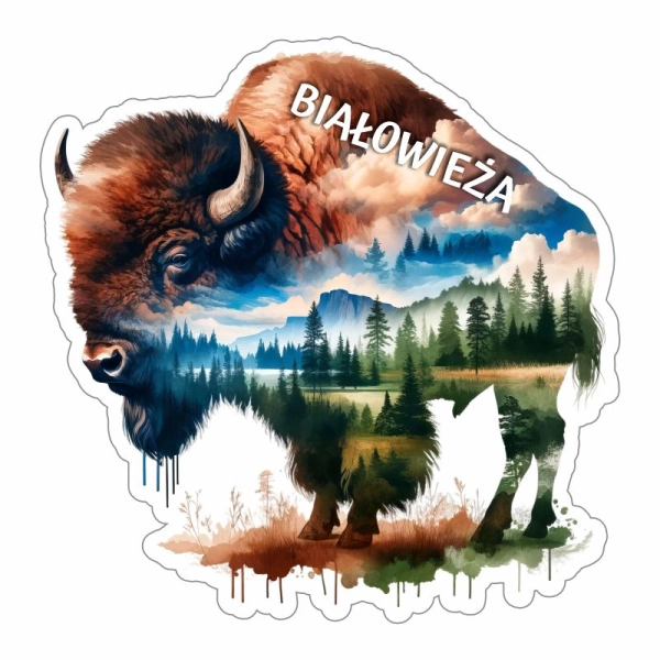 Drewniany magnes Żubr Kolor N1