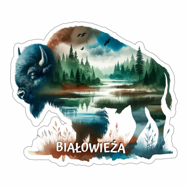 Drewniany magnes Żubr Kolor N2