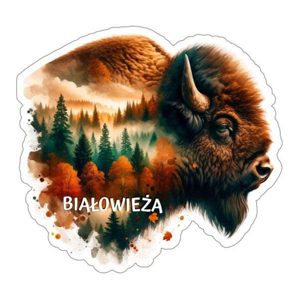 Drewniany magnes Żubr Kolor N3