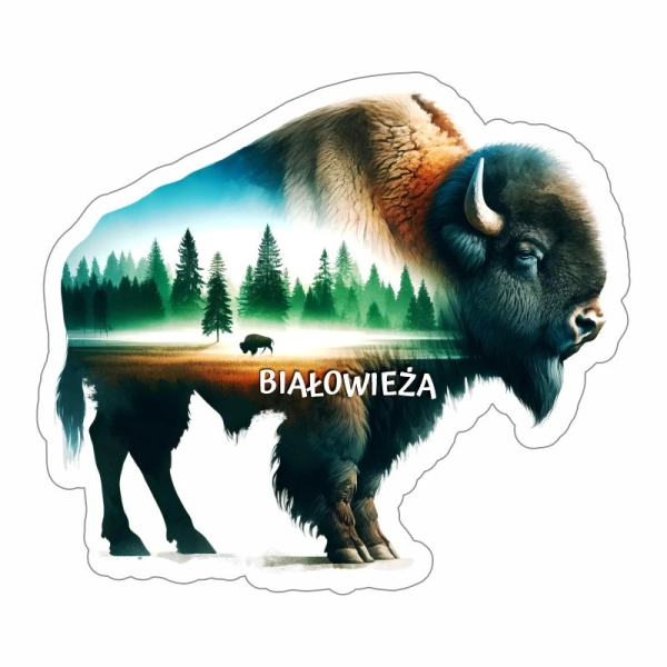 Drewniany magnes Żubr Kolor N4