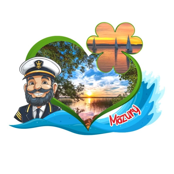 Drewniany magnes Fala z kapitanem+koniczyna