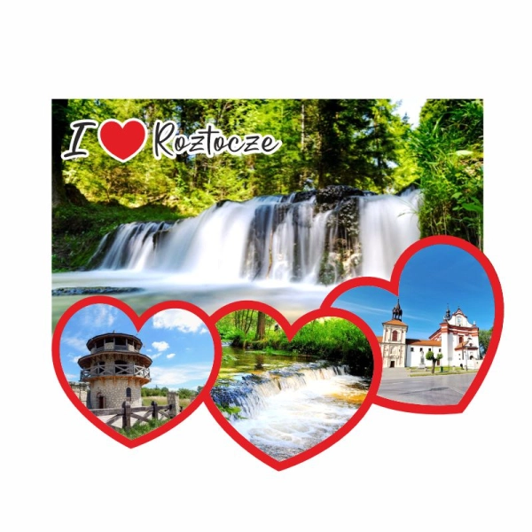 Drewniany magnes I LOVE serca