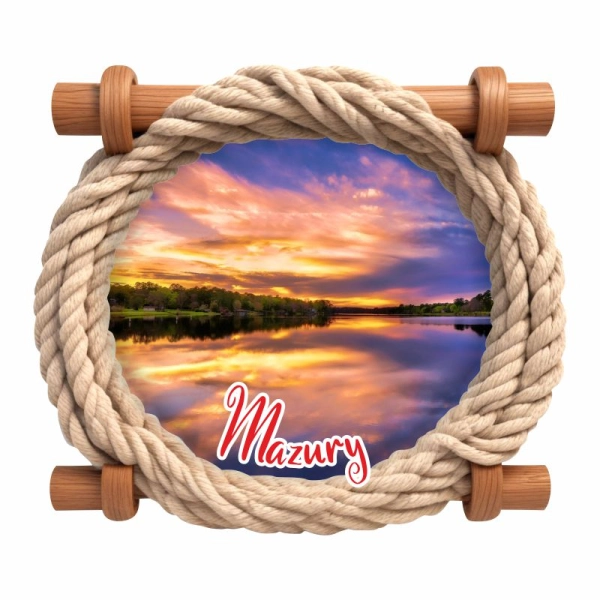 Drewniany magnes Koło sznur