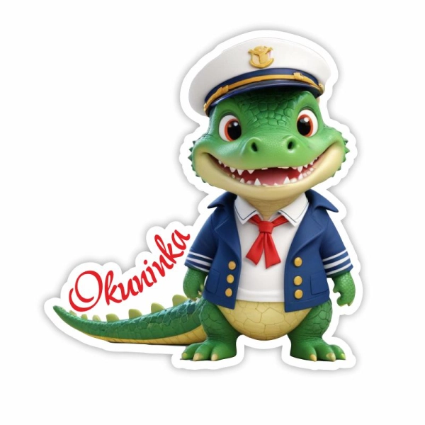 Drewniany magnes Krokodyl marynarz