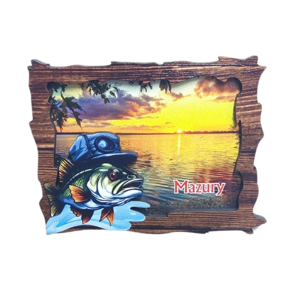 Drewniany magnes Ryba z ramką