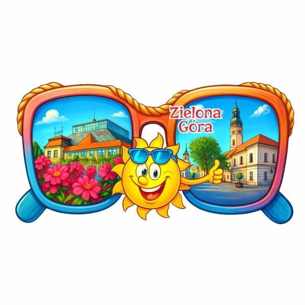 Drewniany magnes Okulary UV Zielona Góra