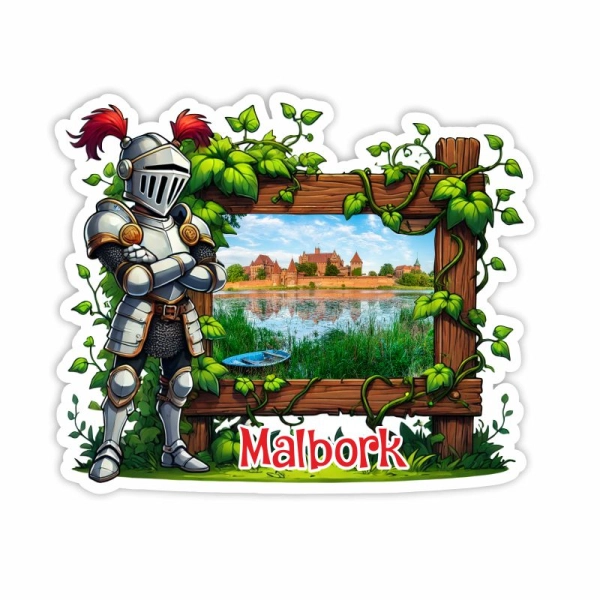 Drewniany magnes Ramka z rycerzem N2