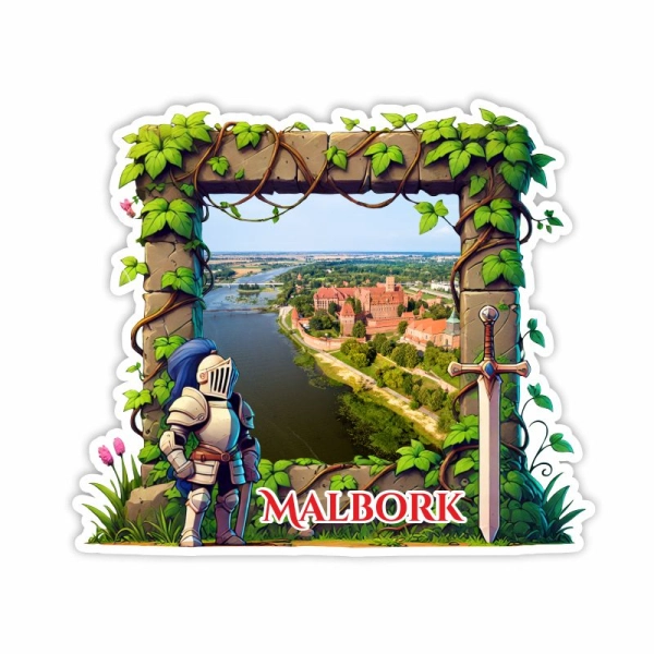 Drewniany magnes Ramka z rycerzem N3