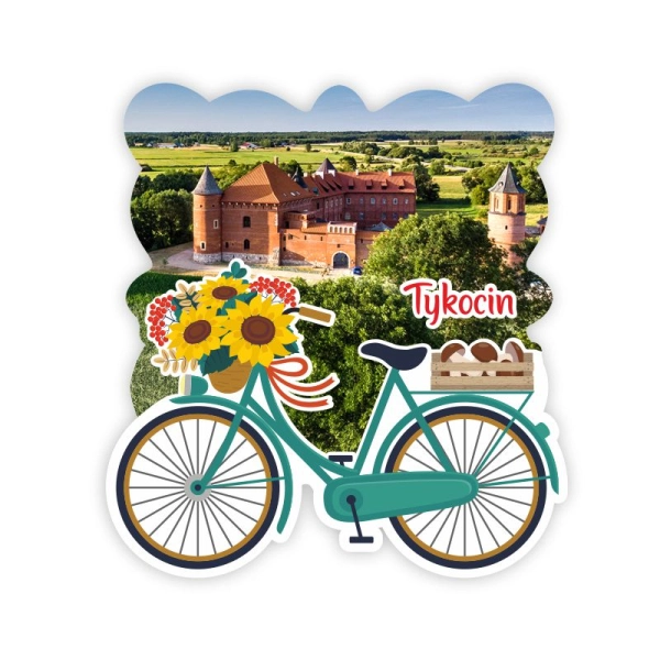 Drewniany magnes Rower Kwiatowy