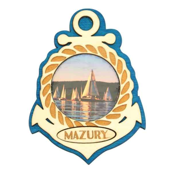 Magnes koło sterowe z kotwicą i widokiem