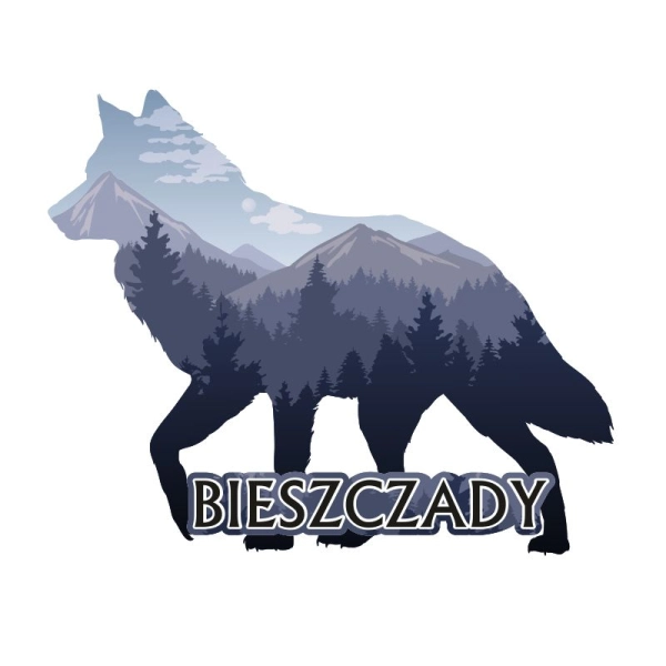 Drewniany magnes Wilk z grafiką