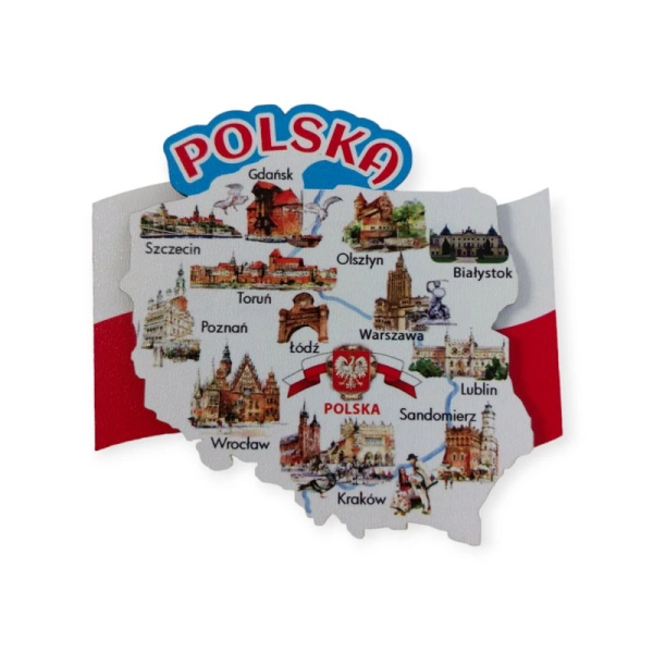 Drewniany magnes MAPA POLSKI
