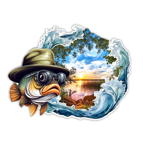 Drewniany magnes Ryba na fali z widokiem N1