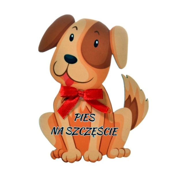 Drewniany magnes PIES UV