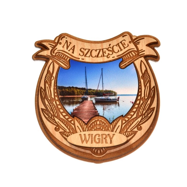 Drewniany magnes Podkowa-grawer