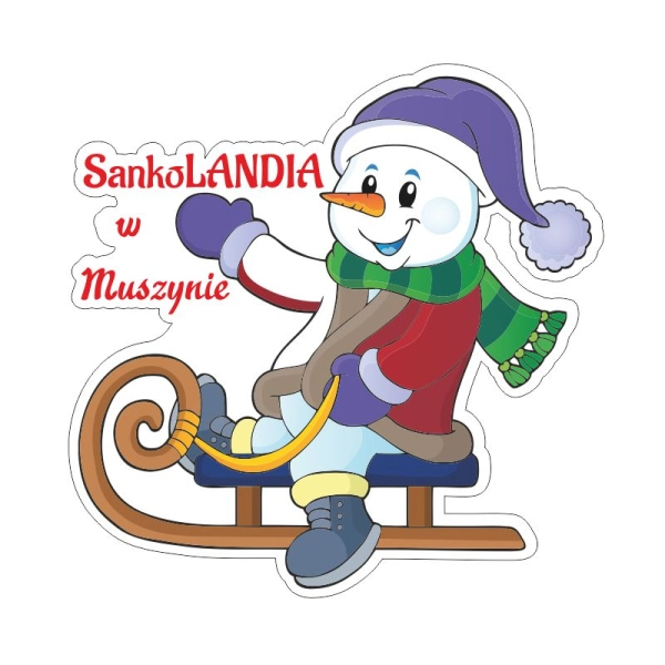 Drewniany magnes Bałwan na sankach