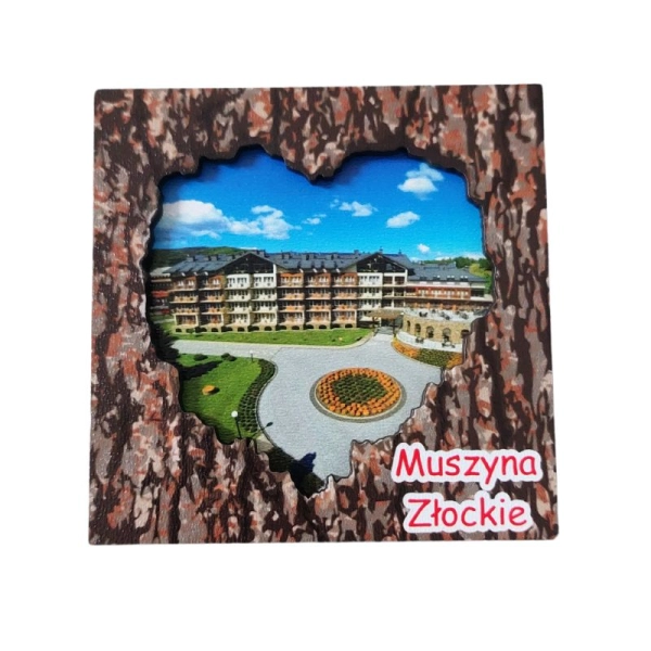 Drewniany magnes Dwuwarstwowy-Kora z sercem