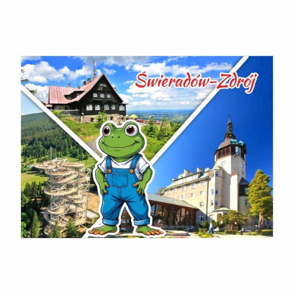 Drewniany magnes MIX widoków z żabką