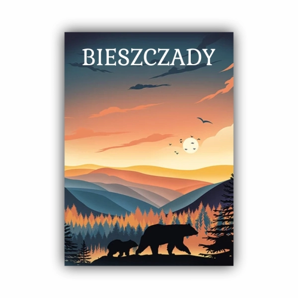 drewniany magnes z kolorową grafiką