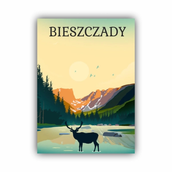 drewniany magnes z kolorową grafiką