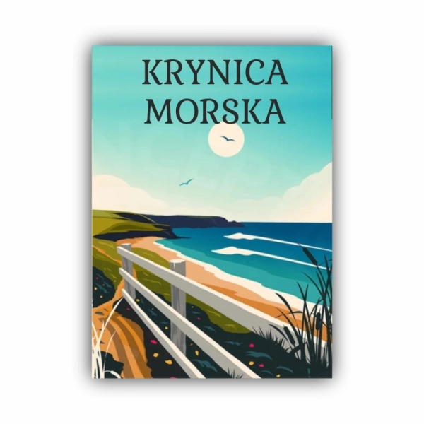 drewniany magnes z kolorową grafiką