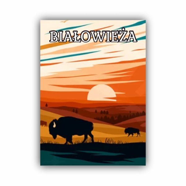 drewniany magnes z kolorową grafiką