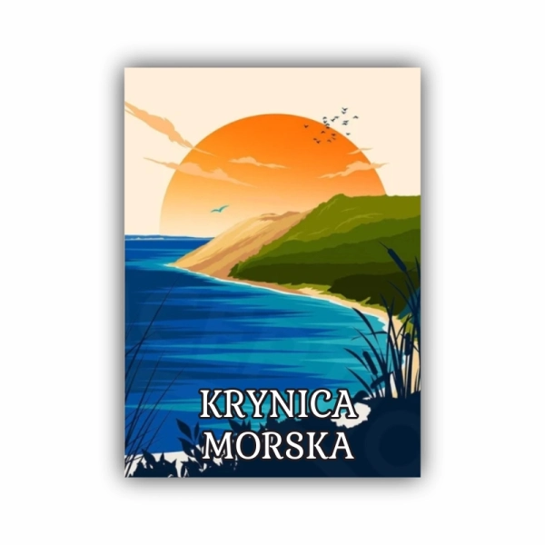 drewniany magnes z kolorową grafiką