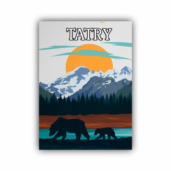 drewniany magnes z kolorową grafiką