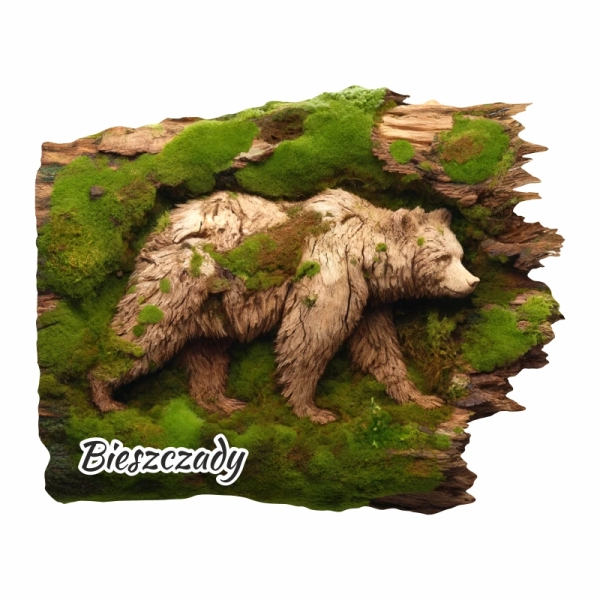 Drewniany magnes Miś w korze N1