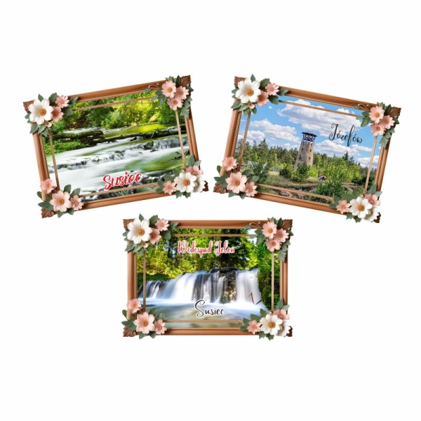 Drewniany magnes Ramka Kwiecista N4