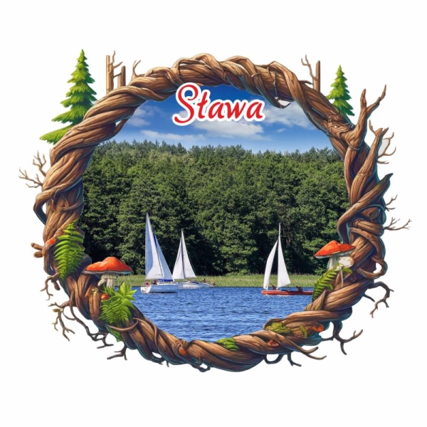 Drewniany magnes Żubr ramka przeplatana