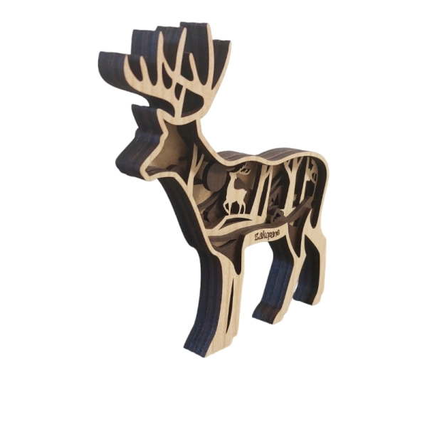 Drewniany Jeleń 5D N37 -15 cm