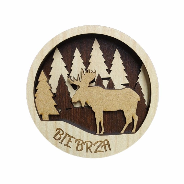 Drewniany magnes 5D N1 z łosiem