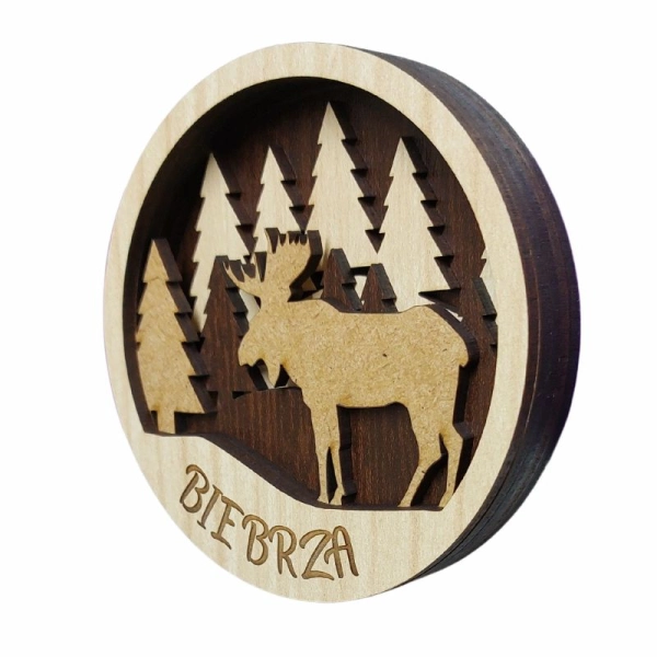 Drewniany magnes 5D N1 z łosiem