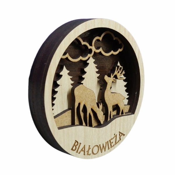 Drewniany magnes 5D N3 z jeleniami