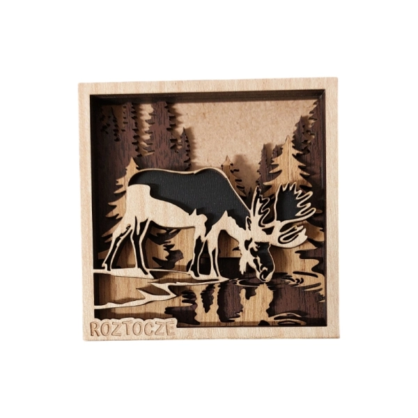 Drewniany magnes 5D N58 Łoś